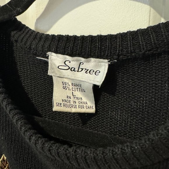 Vintage Sabree Black Embellished Beaded Sweater - Size Large - Picture 2 of 9